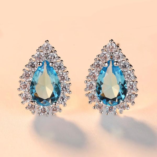 

stud water drop female zircon earrings temperament luxury rhinestone geometry for women jewelry party, Golden;silver