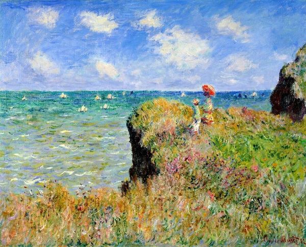 

cliff walk at pourville, 1882 by claude monet oil paintings on canvas hand painted for office, home wall decoration, impressionist artwork,n