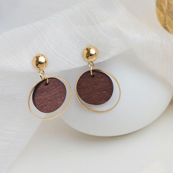 

earrings simple fashion women's creative personality geometric round port style stud, Golden;silver