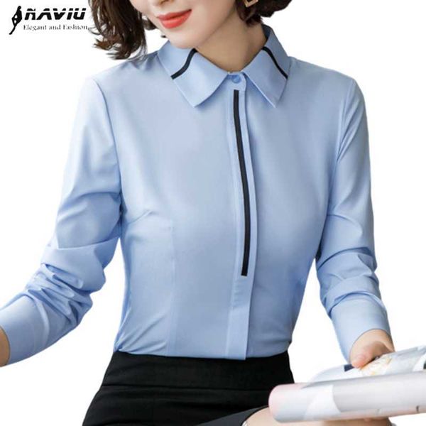 

professional shirt women long sleeve temperament interview slim blouses office ladies fashion formal work 210604, White
