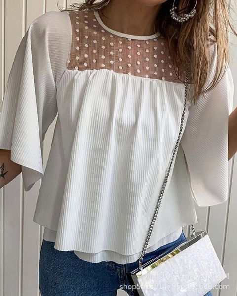 

women's t-shirt 2021 summer fashion white mesh casual top