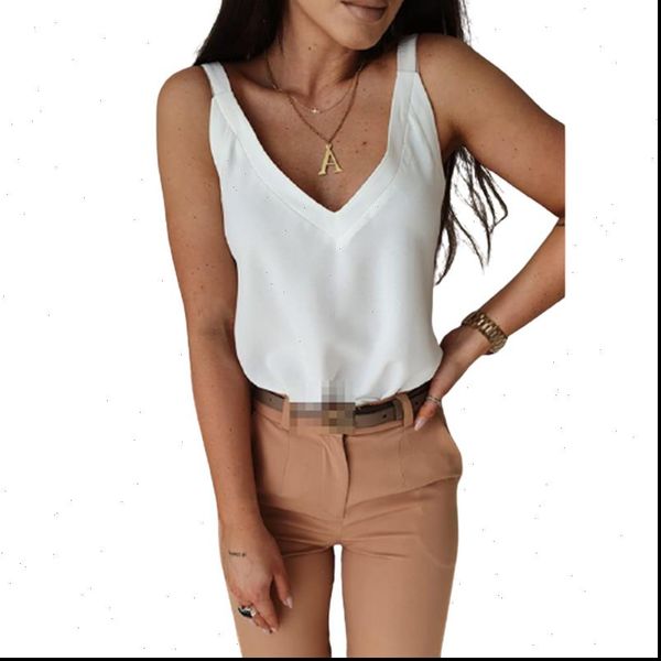 

women tanks summer v neck sleeveless casual loose camisole ladies spaghetti strap korean bottoming tank sj5961m, White