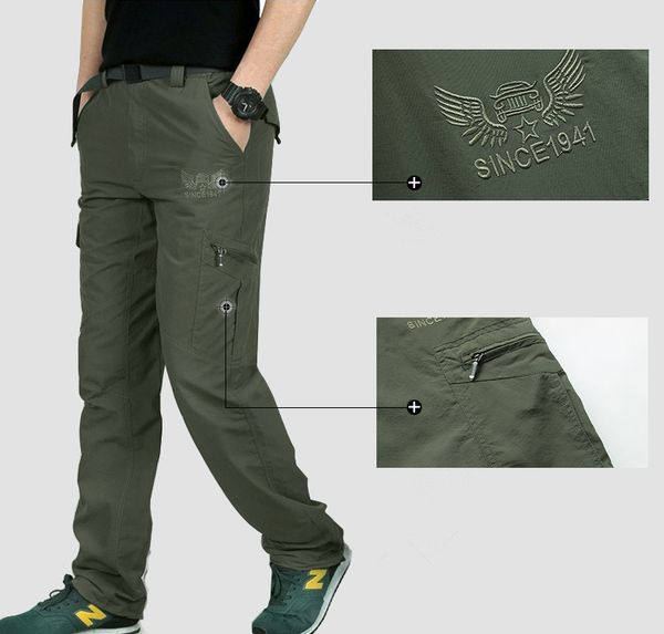 

styles breathable lightweight waterproof quick dry casual pants men summer army military style trousers mens tactical cargo pan, Black