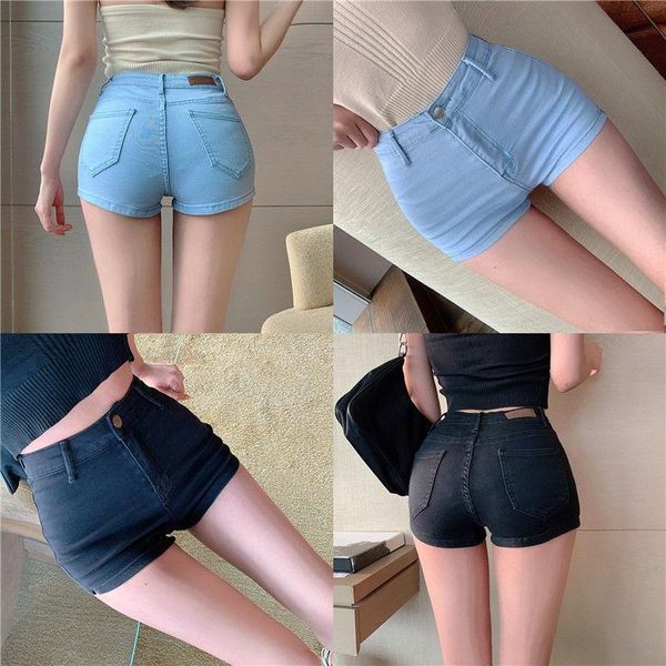 

women's shorts high waisted denim women solid split short jeans summer slim mini feminino ropa de mujer, White;black