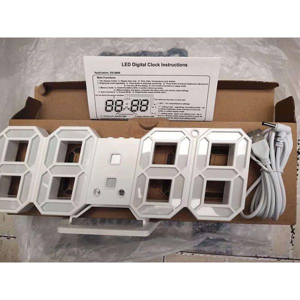 

3d led wall clock modern design digital table alarm nightlight watch for home living room decoration clocks