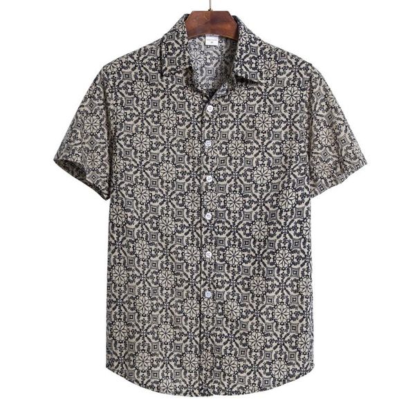 

social shirt fashion floral print short sleeve loose blouse male hip hop style plus size summer red black men's casual shirts, White;black