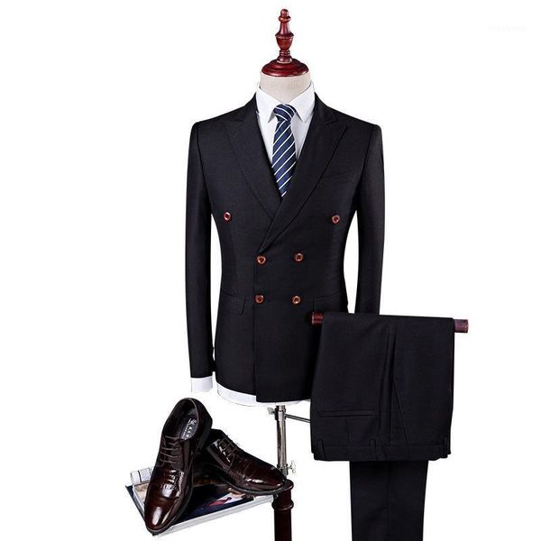 

men clothes double-breasted british suit men's korean version of the self-cultivation wedding ceremonial dress suits & blazers, White;black