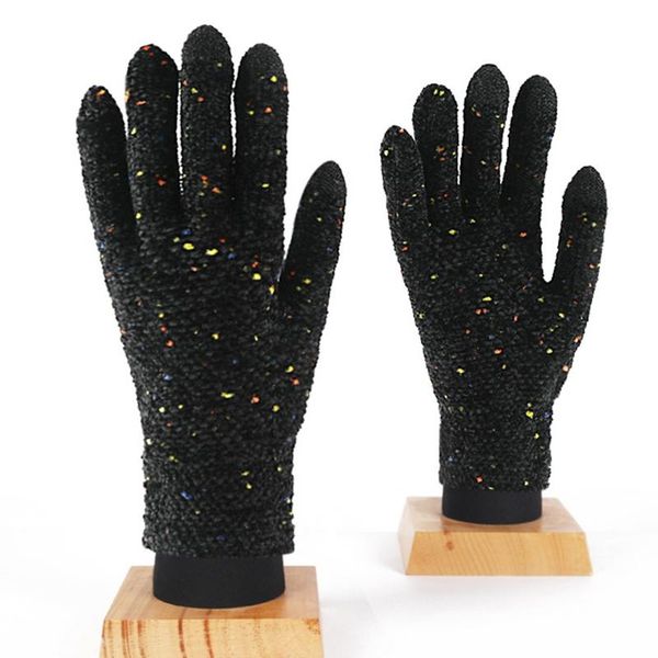

sports gloves k1me knitting universal size for men women family teens winter christmas gift upgrade windproof hand wear mitten, Black