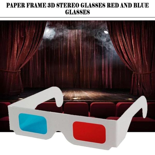 

glasses 10pcs/lot universal anaglyph cardboard paper red & blue cyan 3d for movie wholesale