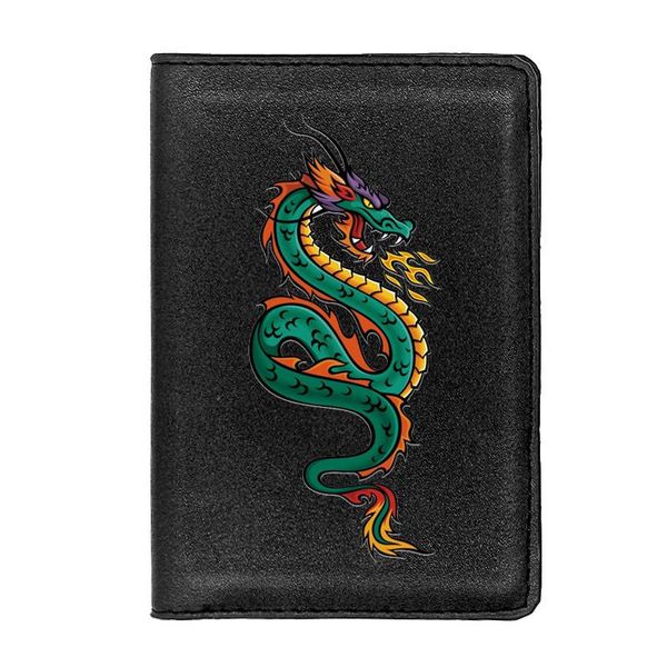 

card holders personality dragon design passport cover classic leather men women id travel holder wallet, Brown;gray