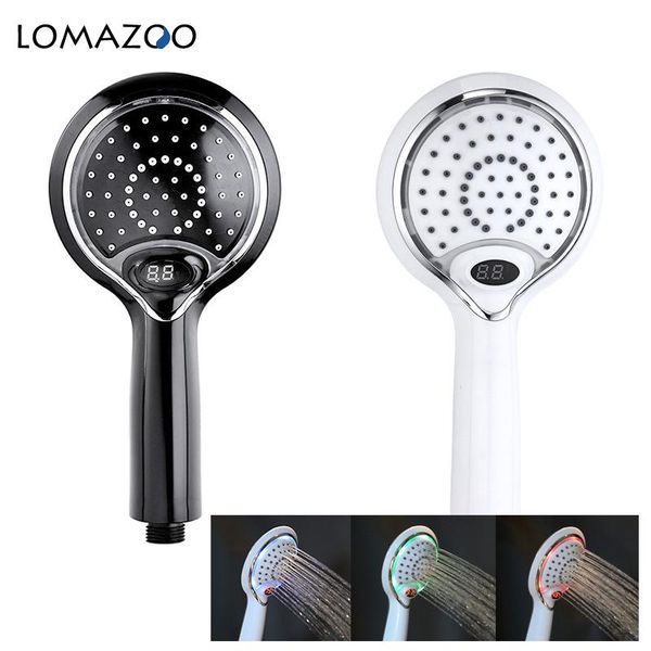 

bathroom shower heads led 3 colors head spa temperature digital display handheld water saving