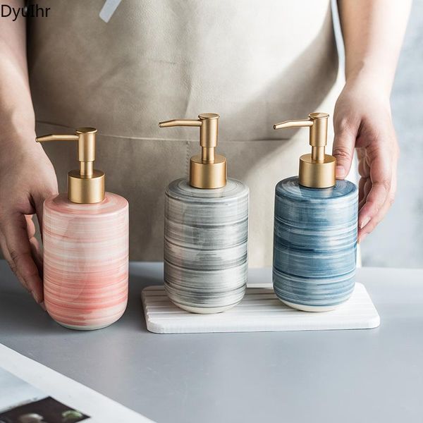 

liquid soap dispenser simple ceramic bottled bathroom toilet hand sanitizer shower gel shampoo press lotion bottle dyuihr
