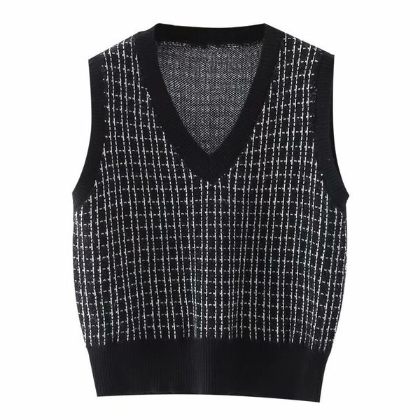 

hsa spring arrivals and vests plaid vest knit tanks for women chic sweater harajuku 210417, White;black