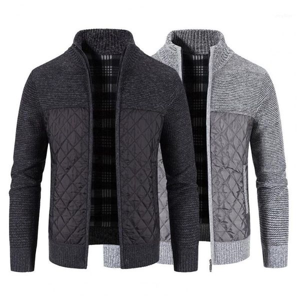 

men's jackets cardigan sweater 2021 classic stand collar pockets coat comfy thickened, Black;brown