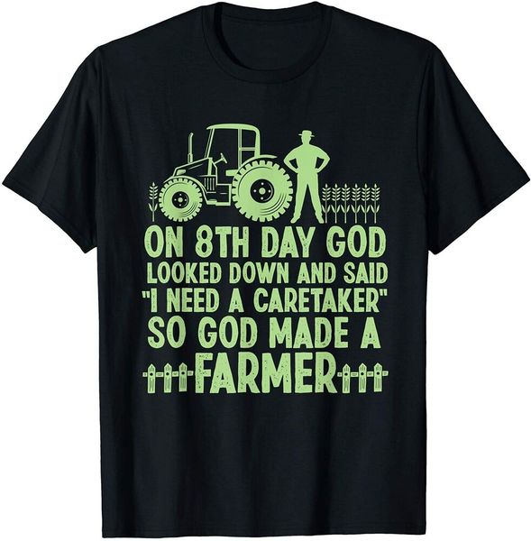 

so god made a farmer tractor life agriculture t-shirt size s-5xl, White;black