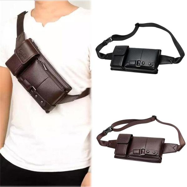 

waist bags man belt packs retro leather fanny pack multi-function outdoor sports casual travel messenger chest bag #40