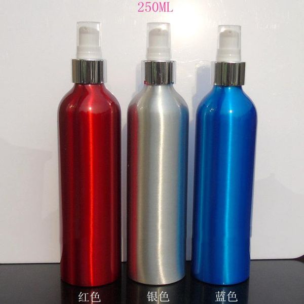 

storage bottles & jars 250ml silver/blue/red aluminum bottle with pump emulsion bottles.shampoo/bath milk cosmetic container