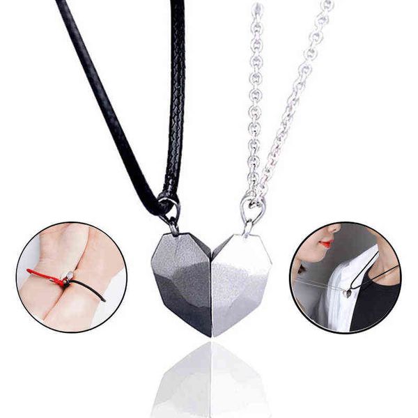 Ímã Correspondente Pingente Casal Colar Pulseiras para Homens Mulheres 2021 New Ing Stone Um par de amor de costura Colar G1206