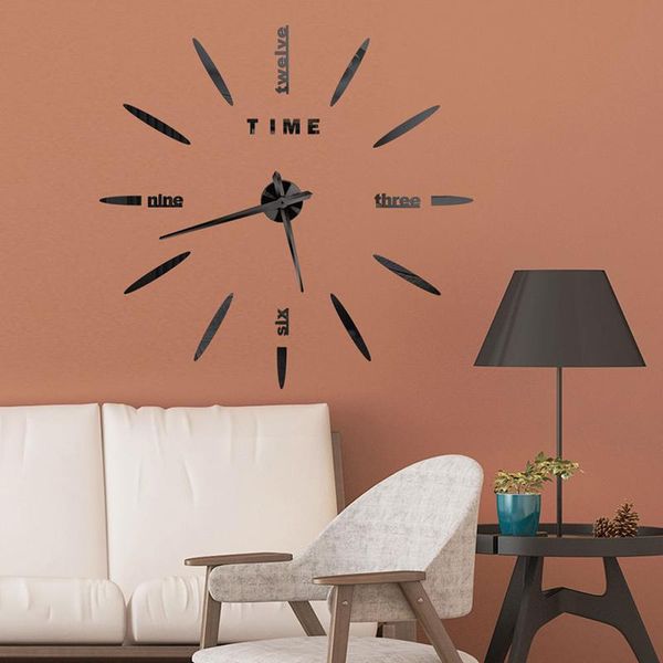 

mirror wall sticker clock diy watch clocks home decoration modern needle quartz stickers
