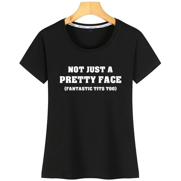 

women's t-shirt t shirt women not just a pretty face fantastic tits too o-neck vintage short tshirt, White