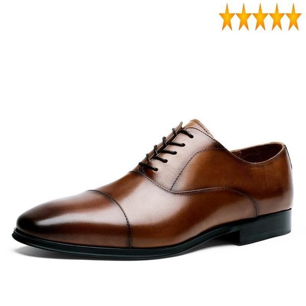 

dress shoes brand genuine leather british 2021 mens cowhide lace up pointed toe formal business derby big size 44 45 46 47, Black