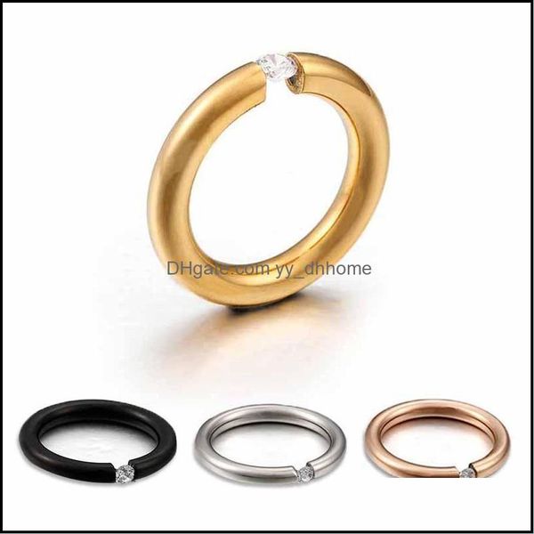 

cluster jewelrycluster rings m/4mm simple couple +cubic zirconia titanium steel promise wedding for women drop delivery 2021 eursg, Golden;silver