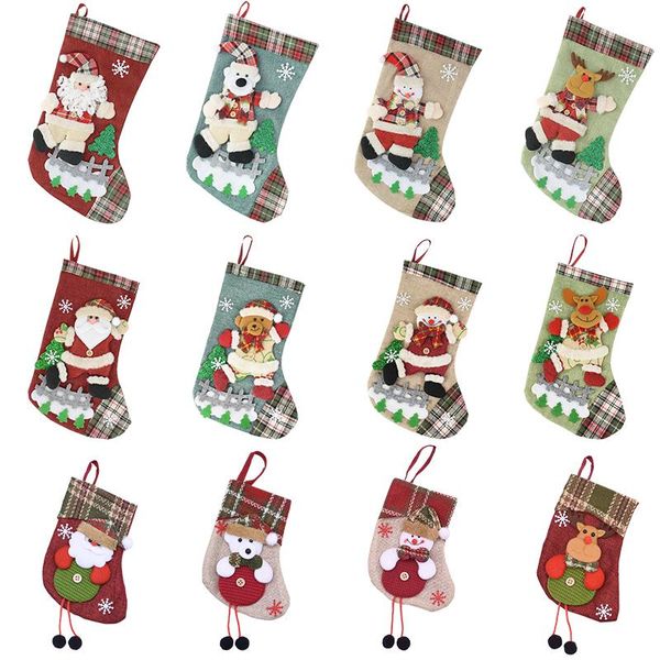 

christmas decorations s/m/l socks santa claus snowman deer xmas candy gifts bag for home navidad noel year 2021