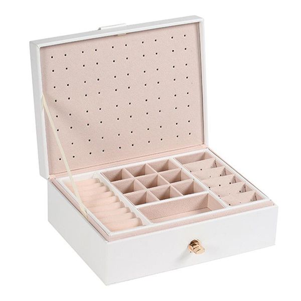 

jewelry pouches, bags double layer pu leather box organizer case for earring ring bracelets, Pink;blue