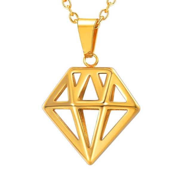 

pendant necklaces kpop origami necklace simple jewelry stainless steel gold color geometric cutout charm for women men p3534, Silver