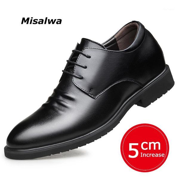 

dress shoes misalwa flat / height increase 5cm men basic cow split leather office formal male derby brown black 20211