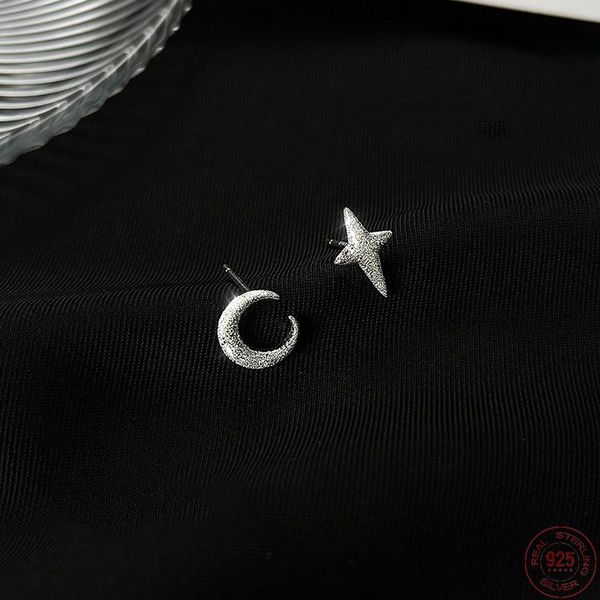 

stud asymmetry shiny frosting star moon earring fashion grace temperament for women girl jewelry, Golden;silver