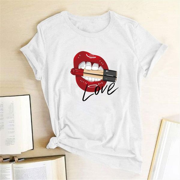 

lips lipstick love printing and mens t shirt women clothing summer graphic tees fashion for teens camisetas mujer verano, White;black