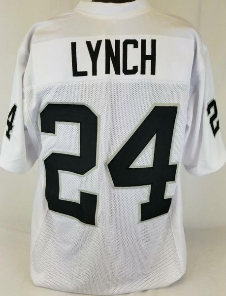 Erkekler Kadın Gençlik Marshawn Lynch Özel Diken Beyaz Futbol Forması XS-5XL 6XL