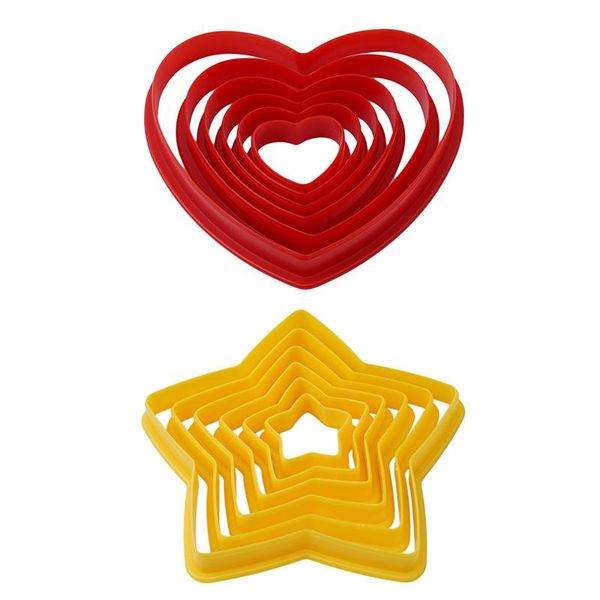 

baking moulds star heart shaped plastic cake cookie cutter soap maker 6pcs/set biscuit stamp sugar fondant tools