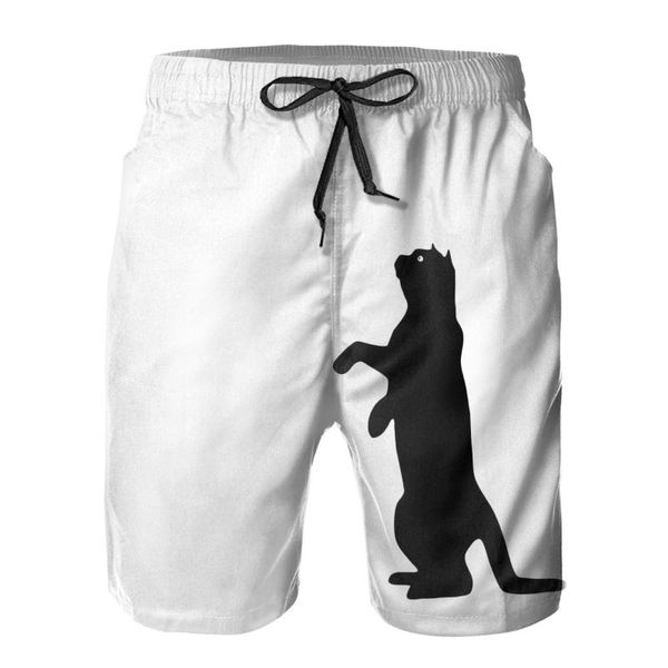 

men's shorts mens sweatpants black cat surfing beach board swim trunks sport quick dry mesh casual funny little short for boy, White;black