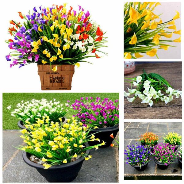 

decorative flowers & wreaths 30 heads artificial fake calla lily bouquet home garden wedding decor