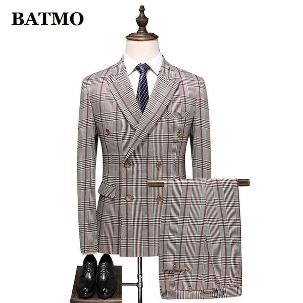 

men's suits & blazers batmo 2021 arrival fashion plaid casual men,men's three-piece set,jakcets+pants+vest,plus-size s-5xl 2035, White;black
