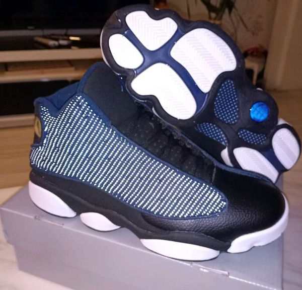 

13 brave bluet men basketball shoes 3 m reflective 13s navy black-white-university blue outdoor sports sneakers dj5982-400 size us 7-13