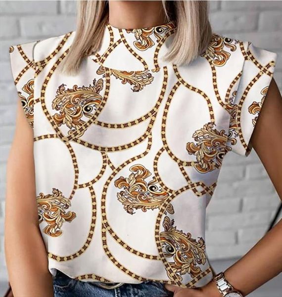 

elegant lips print summer womens blouses casual stand neck pullovers ladies fashion cute eye short sleeve, White