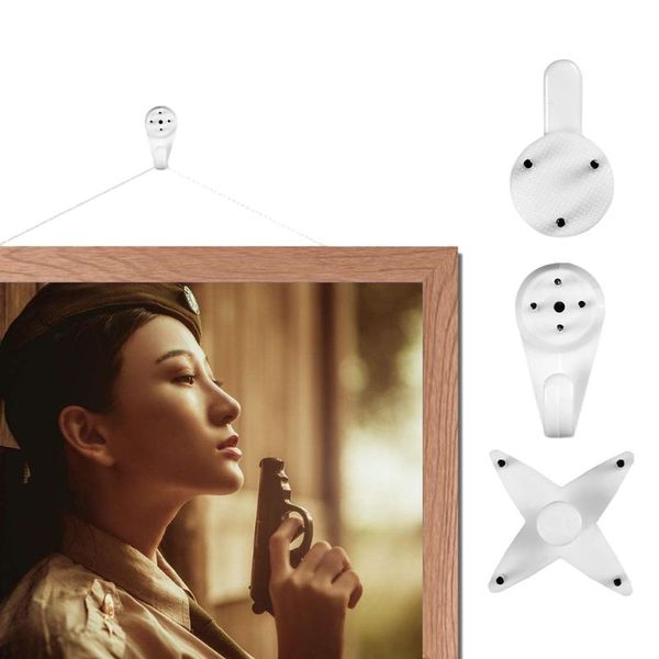 

white painting po plastic invisibl nail hanging hanger home decor wall hooks mount picture frame seamless & rails