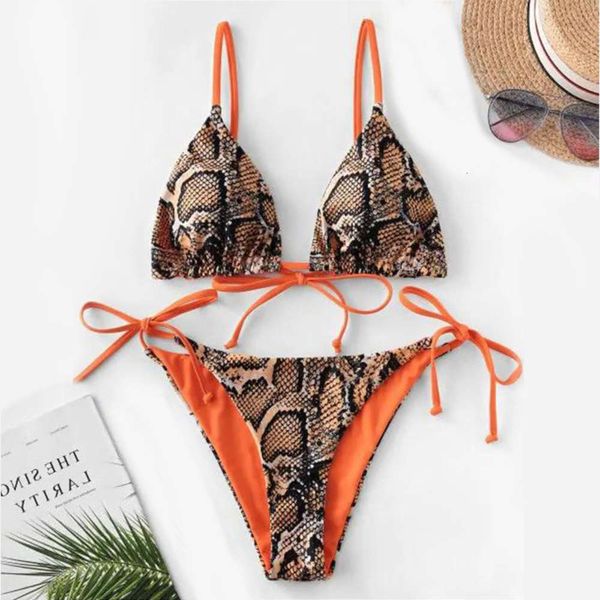 

the bikini split double sided leopard snake print bikini swimsuit, White;black