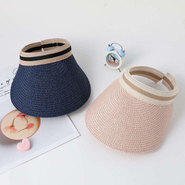 

summer sky sun hat children's straw protection cap girls beach boys and, Yellow
