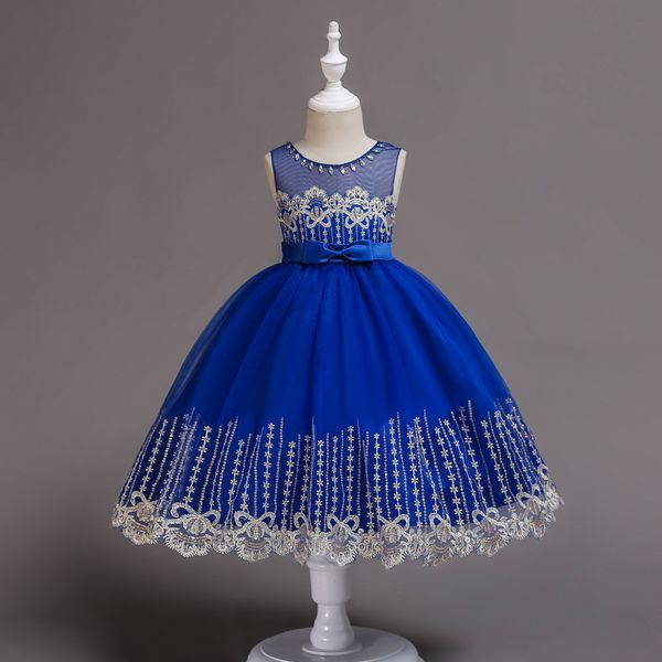 

spring summer new children's lace dress sleeveless sequins embroidered mesh dress girls princess dresses, Red;yellow