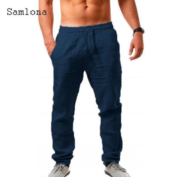 

men's pants samlona plus size 3xl stand pocket loose casual elastic waist trouser mens fashion hip hop sweatpants men streetwear, Black