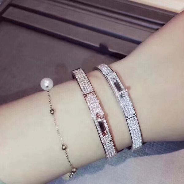 

lock gold bracelets women bangles punk for gift luxurious superior quality jewelry leather belt bracelet delivery fashion, Black