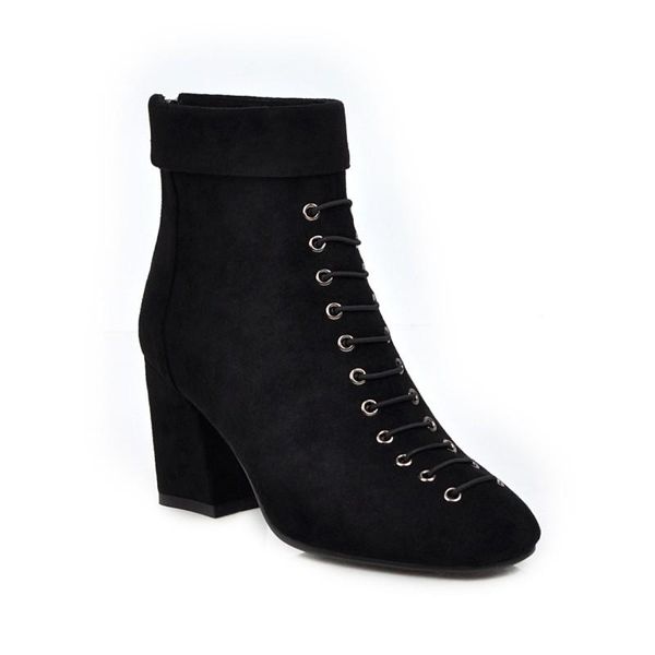 

boots big size square toe women shoes ankle for ladies woman winter, Black