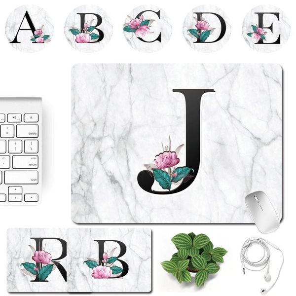 

mouse pads & wrist rests portable gaming mousepad pu leather waterproof durable home office computer pad white marble letter series mat