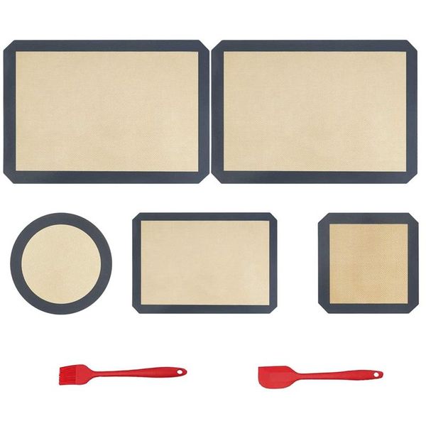 

silicone baking mats set of 7 non-stick pastry mat reusable professional grade oven liner sheets rolling bbq tools & accessories
