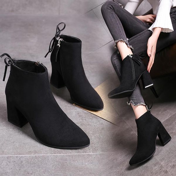 

boots 2021 winter woman shoes high heels modern zip patform black size 41 womem