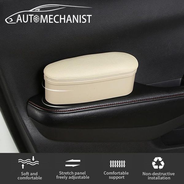 

car organizer pu leather door elbow support adjustable auto armrest rest storage box automobiles accessories